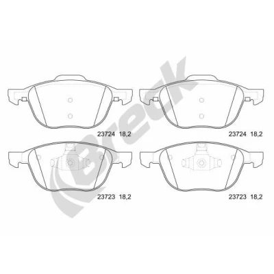 Billede af BRECK 23723 00 701 Bremseklodser Ikke forberedt til slidindikator FORD: Focus 3 Turnier, KUGA 2, 2 Kombi, VOLVO: V40 Hatchback, V50, S40 II