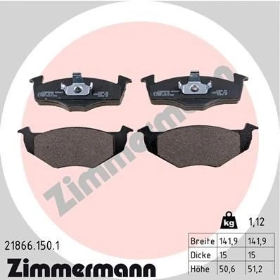 Billede af ZIMMERMANN 21866.150.1 Bremseklodser Billede svarer til leveringsomfang VOLKSWAGEN: GOLF 3, Polo III Classic, Variant, SEAT: Ibiza 2