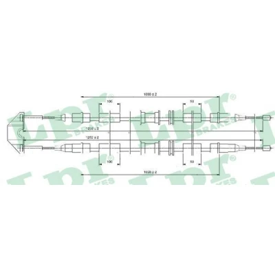 Billede af LPR C0542B Håndbremsekabel 1252/1060+1060 Tromlebremse OPEL: Astra G Sedan, CC