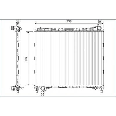 Billede af VALEO 701127 Radiator Aluminium 580 736 27 uden kølemiddelregulering