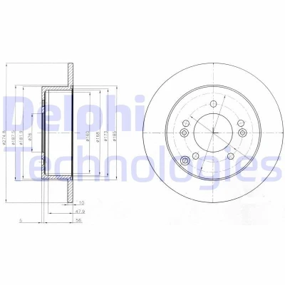 Billede af DELPHI BG4260 Bremseskiver 275 10 5 fuldstændigt olieret ubehandlet uden hjullejer, ABS sensorring KIA: CARENS 3, 2