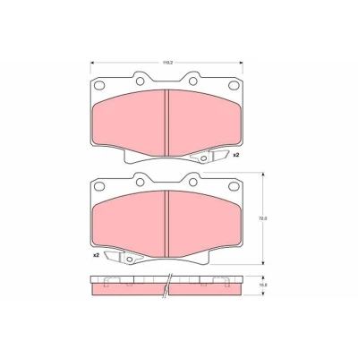 Billede af TRW GDB1154 Bremseklodser med akustisk advarsel for slid TOYOTA: Land Cruiser 80, Prado 70 SUV, HILUX 6 Pick up