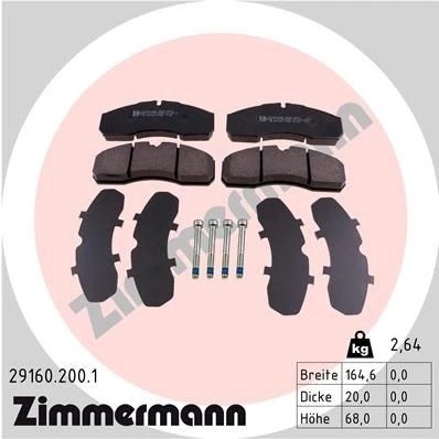 Billede af ZIMMERMANN 29160.200.1 Bremseklodser Forberedt til slidindikator med skruer Billede svarer leveringsomfang IVECO: DAILY 3 Kasten/Kombi,