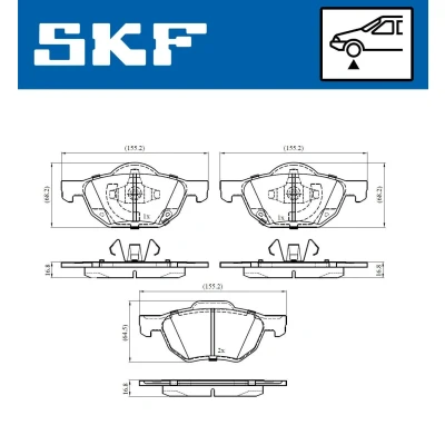 Billede af SKF VKBP 80518 A Bremseklodser med akustisk advarsel for slid