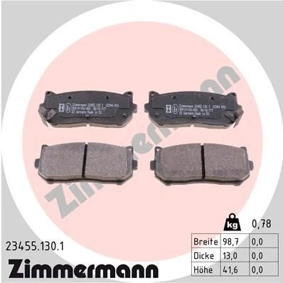 Billede af ZIMMERMANN 23455.130.1 Bremseklodser med akustisk advarsel for slid Billede svarer til leveringsomfang KIA: CARENS 2