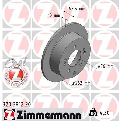 Billede af ZIMMERMANN COAT Z 320.3812.20 Bremseskiver 262 10 8/5 5 114 fuldstændigt coatet