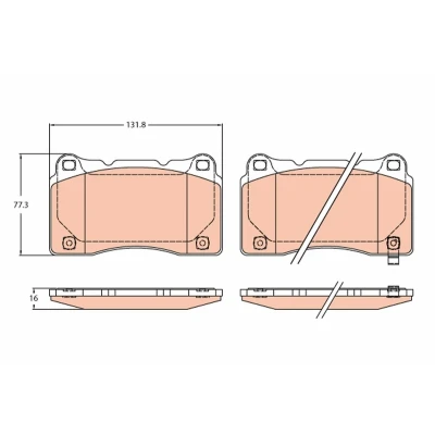 Billede af TRW GDB2237 Bremseklodser med akustisk advarsel for slid HONDA: CIVIC 10