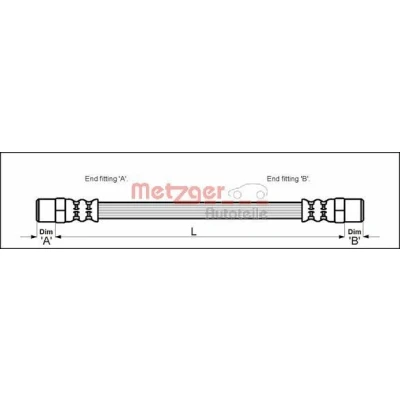 Billede af METZGER 4112307 Bremseslange 384 F10 x 1 VOLKSWAGEN: TRANSPORTER 3, 3 Bus