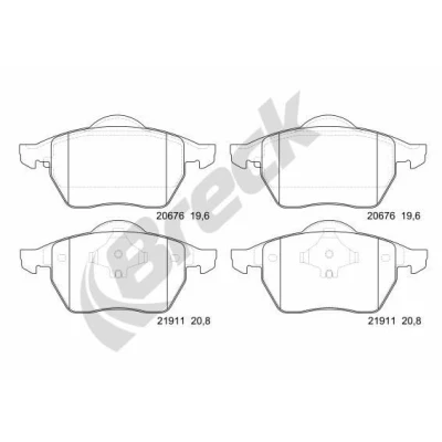 Billede af BRECK 21911 00 701 10 Bremseklodser Forberedt til slidindikator AUDI: TT Coupe, A3 Hatchback, Roadster, VOLKSWAGEN: GOLF 3, Passat B3/B4 Sedan
