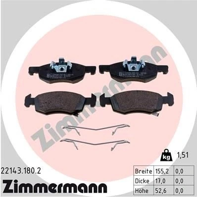 Billede af ZIMMERMANN 22143.180.2 Bremseklodser med akustisk advarsel for slid Billede svarer til leveringsomfang, fjeder OPEL: Corsa E Hatchback