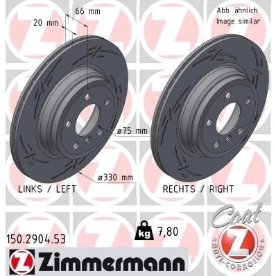 Billede af ZIMMERMANN 150.2904.53 Bremseskiver 330 20 6/5 5 120 indvendigt ventileret, opslidset coatet højkarboniseret BMW: 3 Touring, 4 Gran Coupe, Sedan
