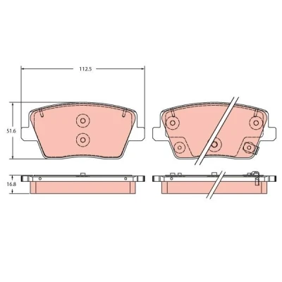 Billede af TRW GDB2355 Bremseklodser med akustisk advarsel for slid HYUNDAI: i30 III Hatchback, Fastback