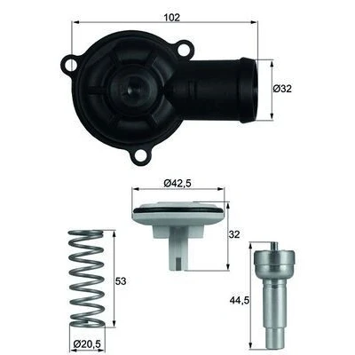 Billede af MAHLE ORIGINAL TI 220 87D Termostat 87 med pakning VOLKSWAGEN: Polo V Hatchback, Golf 5, Fox SEAT: Ibiza 4 Sportcoupe, 4, ST