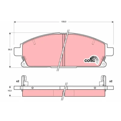 Billede af TRW COTEC GDB3312 Bremseklodser med akustisk advarsel for slid NISSAN: X Trail