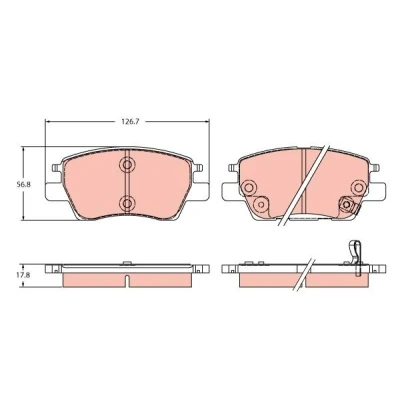 Billede af TRW GDB2387 Bremseklodser med akustisk advarsel for slid OPEL: Astra K Hatchback