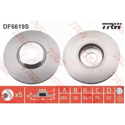 Billede af TRW DF6619S Bremseskiver 385 36 5 120 ventileret, todelt bremseskive højkarboniseret BMW: X5, X6