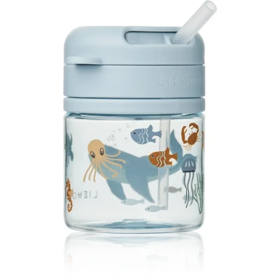 Billede af Liewood Pavia Straw CUP Unisex Babyflaske til børn, Størrelse: One Size, Sea creature/sandy