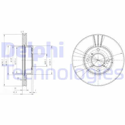 Billede af DELPHI BG3341 Bremseskiver 246 20 4 ventileret olieret ubehandlet uden hjullejer, ABS sensorring SUZUKI: Liana Hatchback