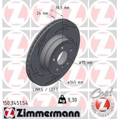 Billede af ZIMMERMANN Bremseskive BMW: X5 24mm 6/5 5 hul 120mm indvendigt ventileret, opslidset coatet højkarboniseret 150.3451.54 34216771971,34216793246