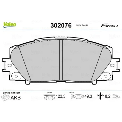 Billede af VALEO 302076 Bremseklodser FIRST foraksel Ekskl. slidadvarselskontakt uden anti knirke plade TOYOTA: Yaris III Hatchback, II iQ