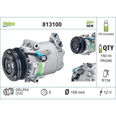 Billede af VALEO 813100 Kompressor CVC 12 PAG125 R 134a med PAG kompressorolie NEW ORIGINAL PART MERCEDES BENZ: C klasse T modell, S Sedan, CLK Coupe