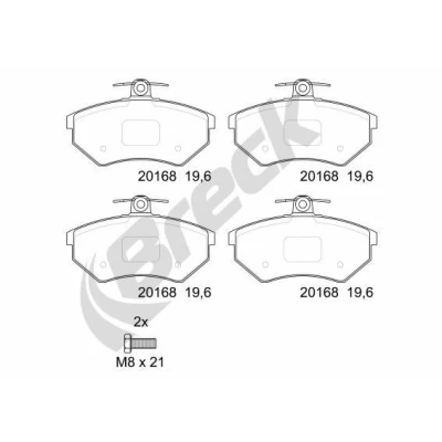 Billede af BRECK 20168 10 701 00 Bremseklodser Ikke forberedt til slidindikator VOLKSWAGEN: Golf 3, 2, 4 Cabrio, AUDI: Cabriolet B4, 80 B4 Sedan