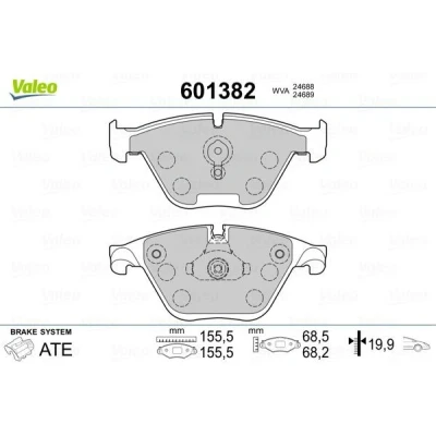 Billede af VALEO 601382 Bremseklodser foraksel med anti knirke plade BMW: 5 Touring, Sedan, 7