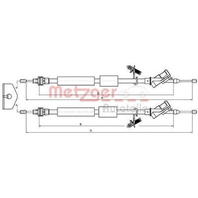 Billede af METZGER 10.5371 Håndbremsekabel bag 1490/1388+1440/1340 Tromlebremse COFLE