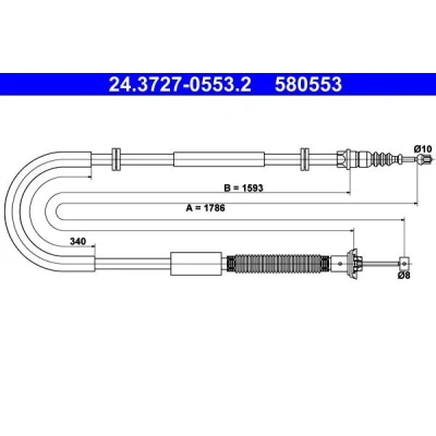 Billede af ATE 24.3727 0553.2 Håndbremsekabel 1786 FIAT: BRAVO 2, Stilo Hatchback