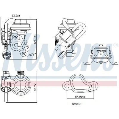 Billede af NISSENS 98344 EGR Ventil uden køler MERCEDES BENZ: ML klasse, E klasse T modell, Sedan