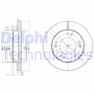 Billede af DELPHI BG3226 Bremseskiver 284 24 5 ventileret olieret ubehandlet uden hjullejer, ABS sensorring