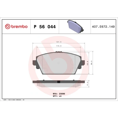 Billede af BREMBO P 56 044 Bremseklodser Ekskl. slidadvarselskontakt uden tilbehør NISSAN: Primera Stationcar, Hatchback, Sedan