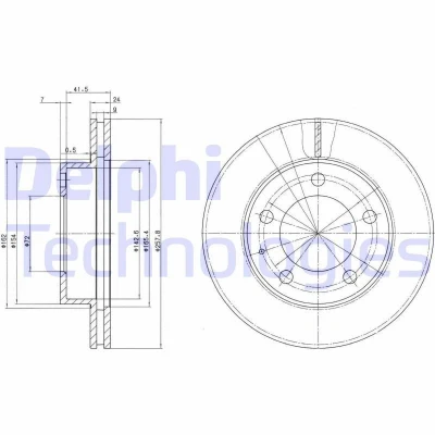 Billede af DELPHI BG2779 Bremseskiver 258 24 5 ventileret olieret ubehandlet uden hjullejer, ABS sensorring MAZDA: 626 IV Hatchback, Premacy Van