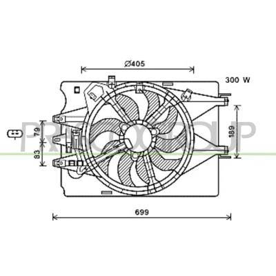 Billede af PRASCO FT040F002 Køleventilator 405 12 med kølerventilatorramme (karm)