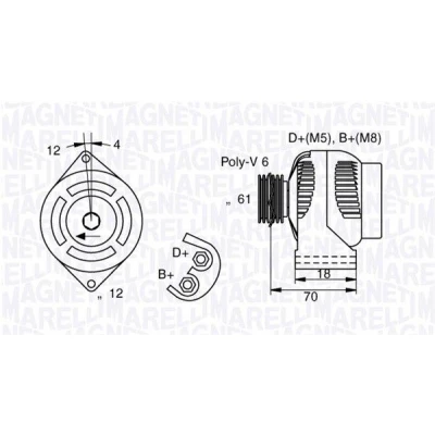 Billede af MAGNETI MARELLI 063377005010 Generator 12V 140A ALFA ROMEO: 159 Sedan, Sportwagon, FIAT: BRAVO 2