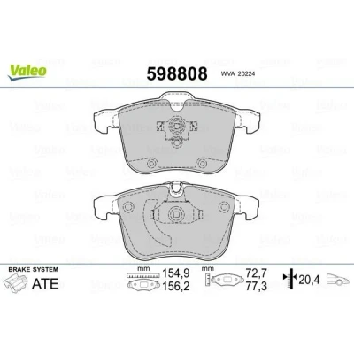 Billede af VALEO 598808 Bremseklodser foraksel Ekskl. slidadvarselskontakt med anti knirke plade OPEL: Vectra C Caravan, CC, Sedan