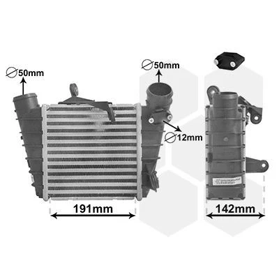 Billede af VAN WEZEL 58004213 Intercooler med dæksel, uden tryksensor, boring til sensor SEAT: Ibiza 3, SKODA: Fabia 2
