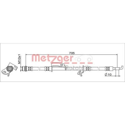 Billede af METZGER 4111519 Bremseslange venstre foraksel 705