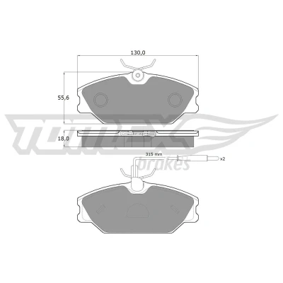 Billede af TOMEX brakes TX 10 76 Bremseklodser foraksel Inkl. slidadvarselskontakt RENAULT: Scénic 1, MEGANE I Grandtour, 1 Cabriolet