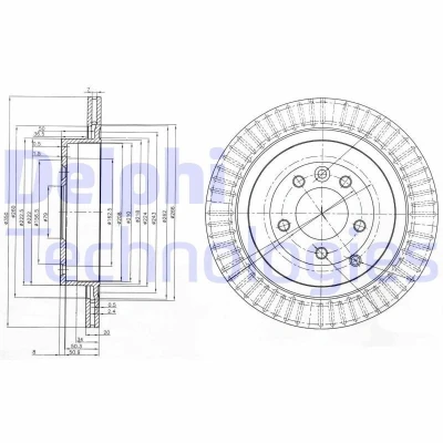 Billede af DELPHI BG3925C Bremseskiver 350 20 5 ventileret coatet ubehandlet uden hjullejer, ABS sensorring LAND ROVER: Range Rover Sport, Discovery 3
