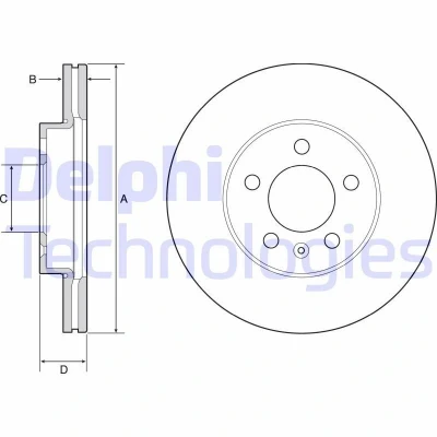 Billede af DELPHI BG4963C Bremseskiver 256 22 5 ventileret coatet højkarboniseret uden hjullejer, ABS sensorring SEAT: IBIZA 5, Arona, VOLKSWAGEN: Polo VI