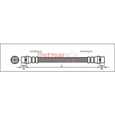 Billede af METZGER 4110343 Bremseslange 353 M10 x 1 VOLKSWAGEN: Transporter 4 Bus,