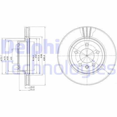 Billede af DELPHI BG2908 Bremseskiver 286 24 5 ventileret olieret ubehandlet uden hjullejer, ABS sensorring