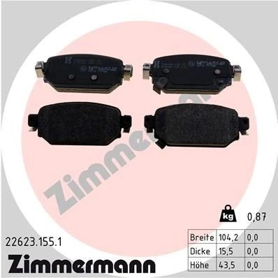 Billede af ZIMMERMANN 22623.155.1 Bremseklodser med akustisk advarsel for slid Billede svarer til leveringsomfang MAZDA: 3 Hatchback, Sedan