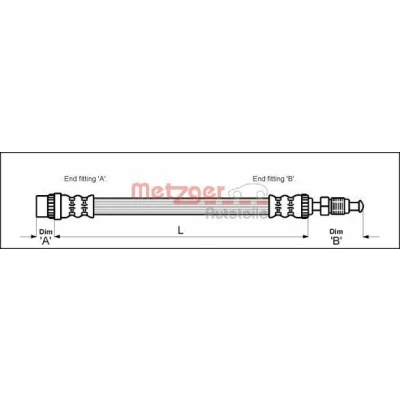 Billede af METZGER 4114712 Bremseslange 472 M10 x 1