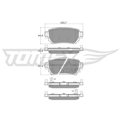 Billede af TOMEX brakes TX 18 27 Bremseklodser bagaksel med akustisk advarsel for slid NISSAN: Qashqai 2, X Trail, Leaf II, RENAULT: Kadjar, Koleos 2