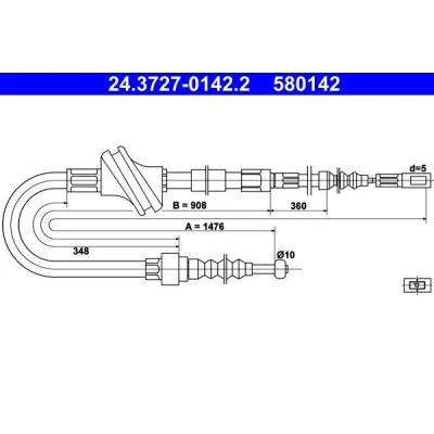 Billede af ATE 24.3727 0142.2 Håndbremsekabel 1476 AUDI: 100 C4 Sedan