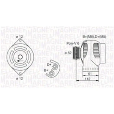 Billede af MAGNETI MARELLI 063731884010 Generator 12V 105A OPEL: Zafira B, Vectra C Caravan, Astra H ALFA ROMEO: 159 Sedan, Sportwagon