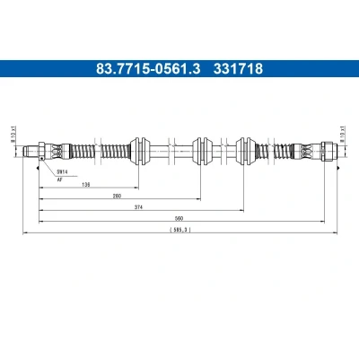 Billede af ATE 83.7715 0561.3 Bremseslange 560mm M10x1mm