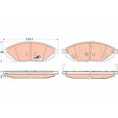 Billede af TRW GDB4606 Bremseklodser COTEC med akustisk advarsel for slid CHEVROLET: Spark